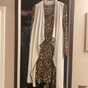 Leopard dress with cream jacket cover